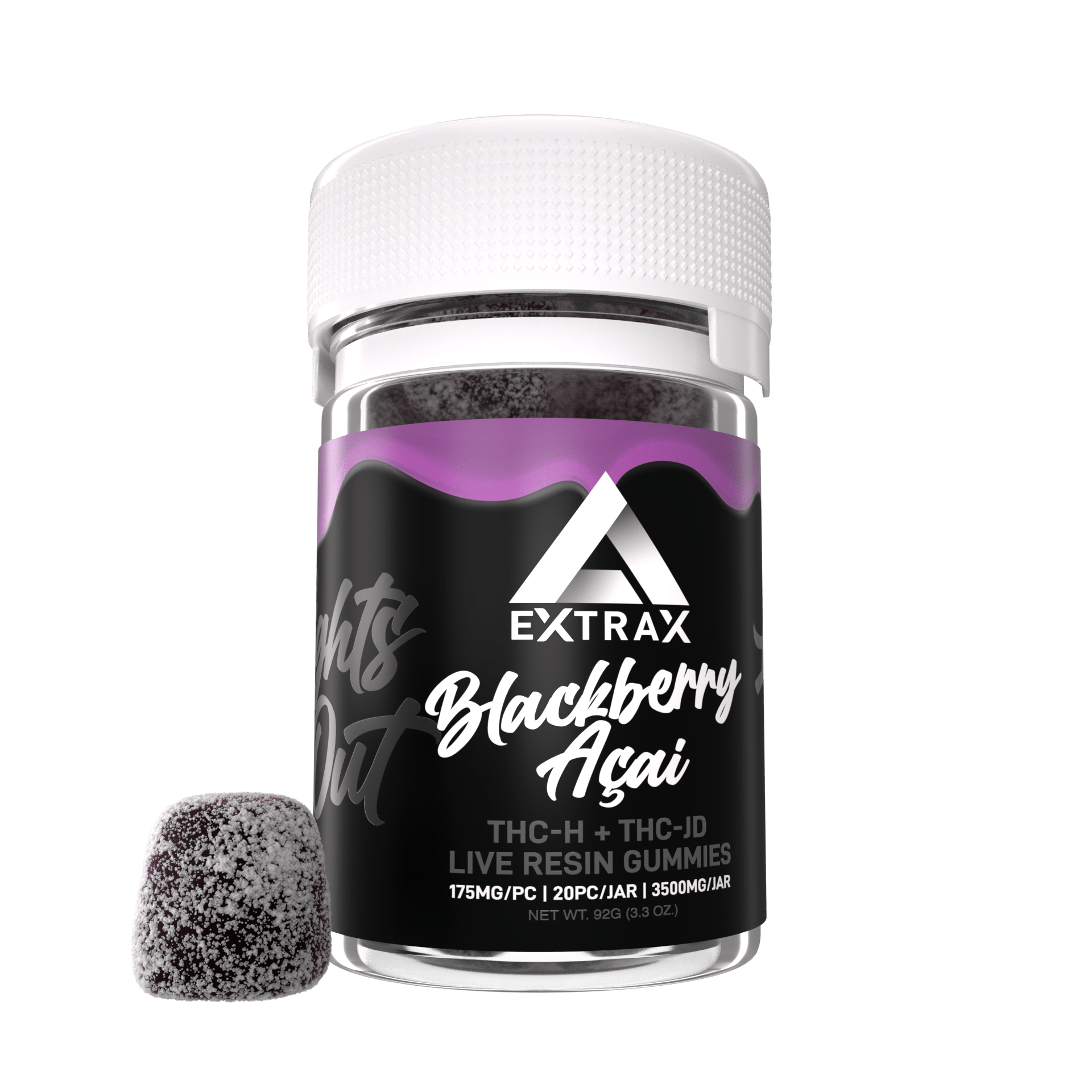 Delta Extrax Blackberry Acai THCh THCjd Gummies 3500mg - Indakouch