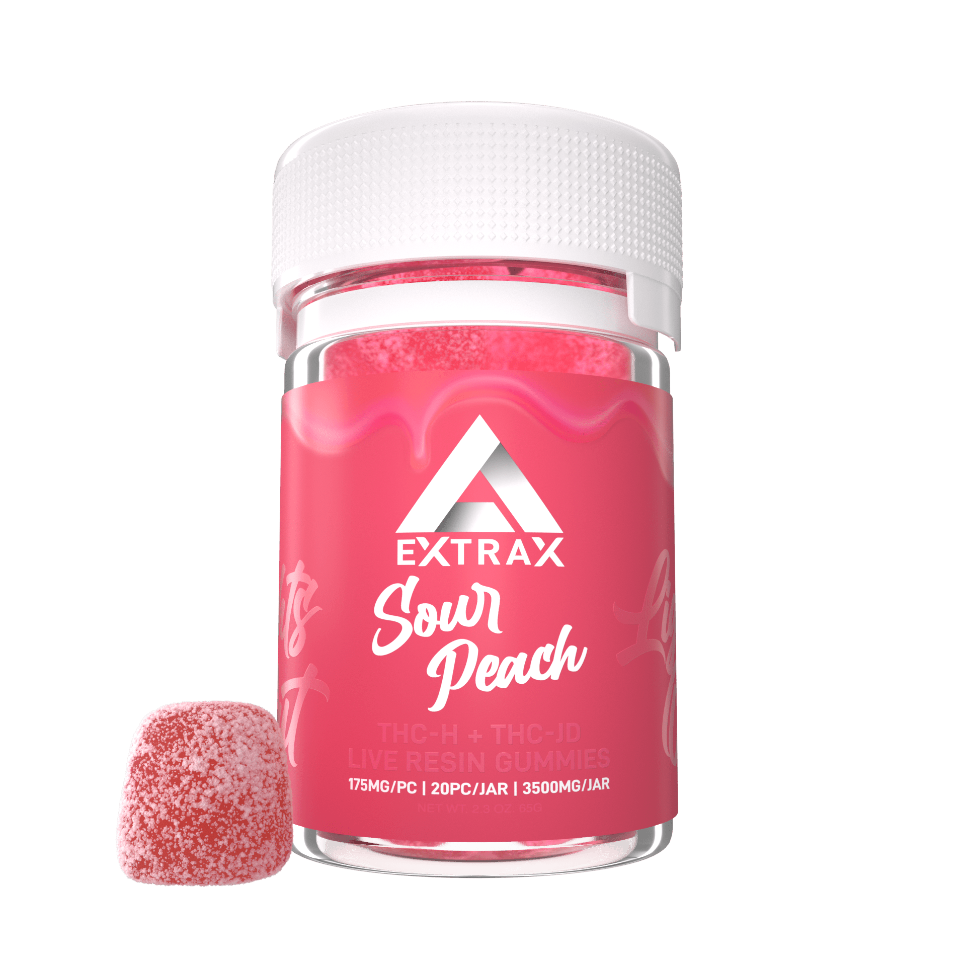 Delta Extrax Sour Peach THCh THCjd Gummies 3500mg - Indakouch