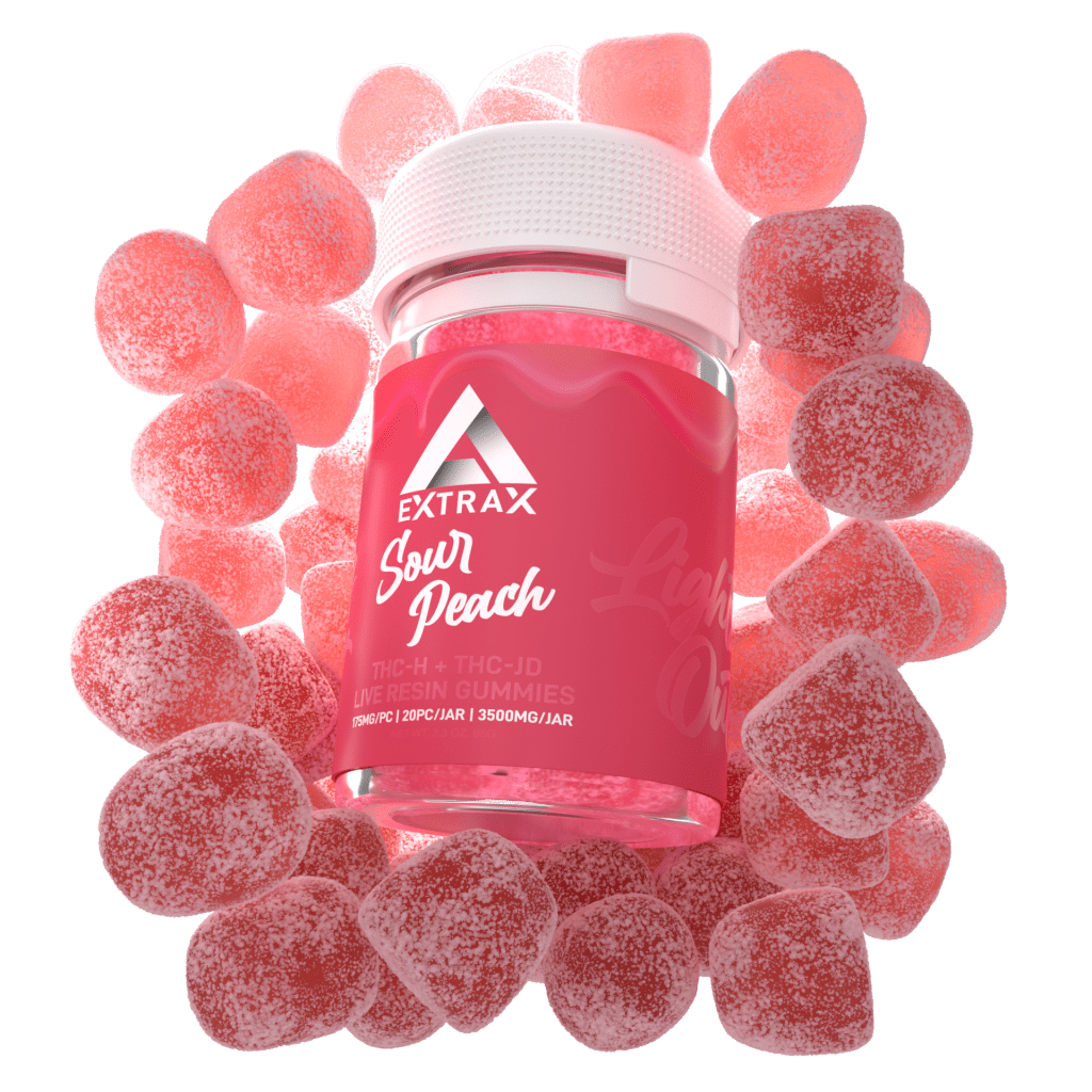 Delta Extrax Sour Peach THCh THCjd Gummies 3500mg - Indakouch