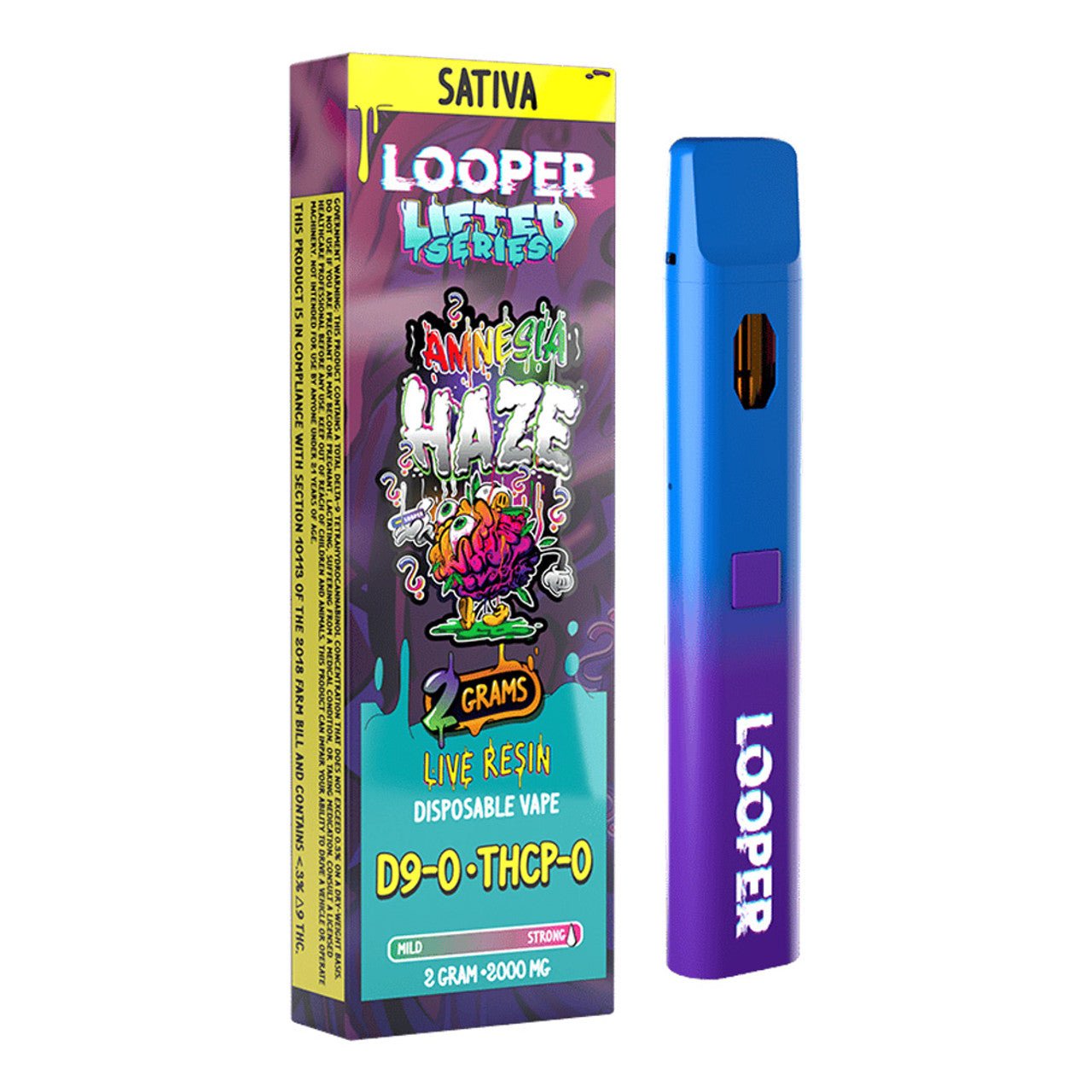 Looper Lifted Series Amnesia Haze Sativa Live Resin Vape Pen 2G - Indakouch