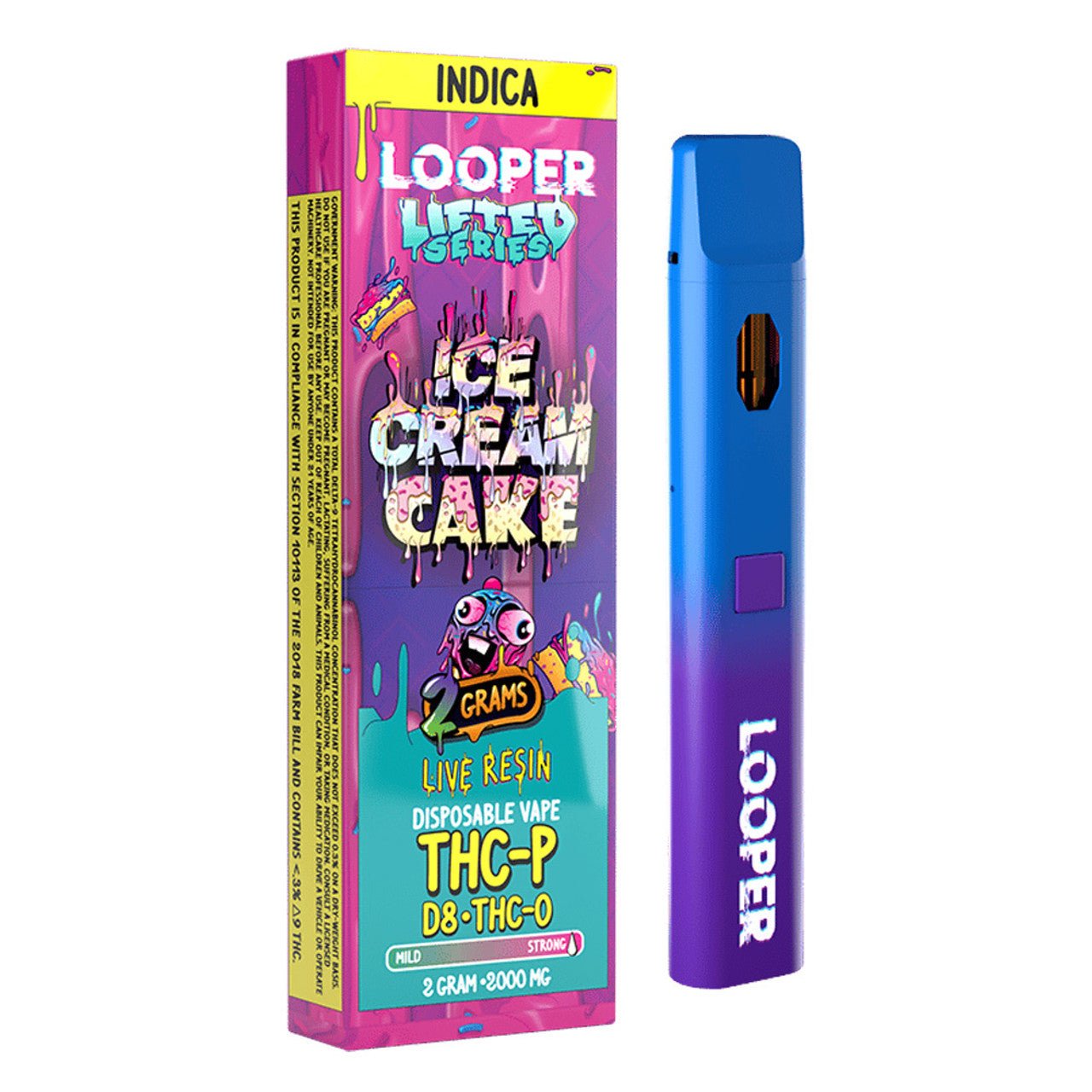 Looper Lifted Series Live Resin Ice Cream Cake Indica Disposable Vape Pen 2G - Indakouch