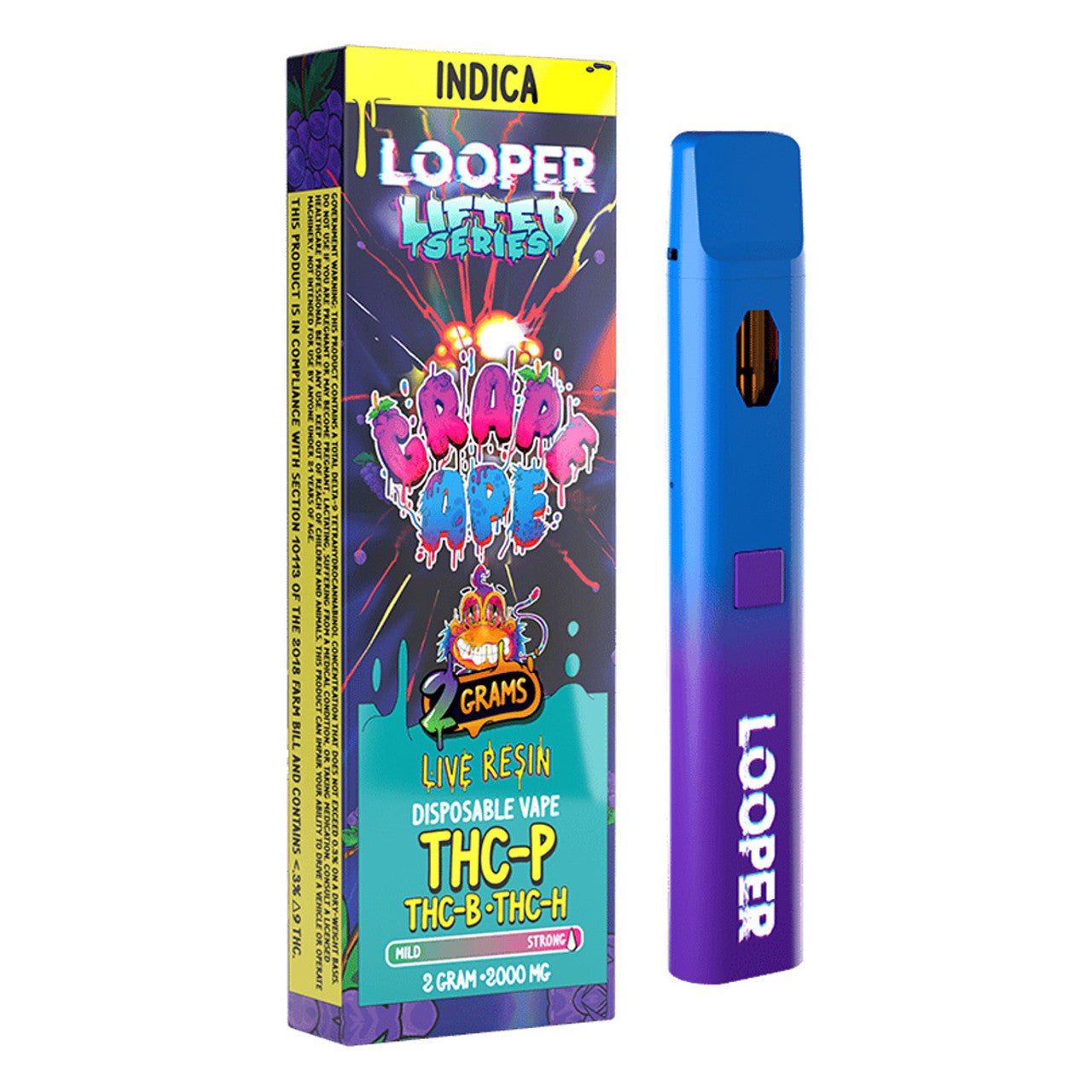 Looper Live Resin Lifted Series Grape Ape Disposable Vape Pen 2G - Indakouch