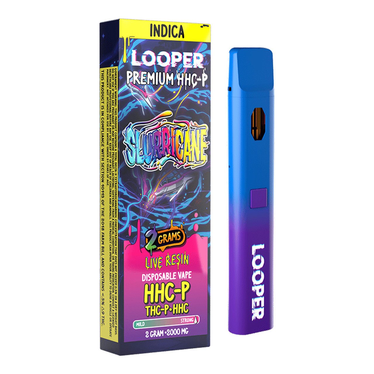 Looper Live Resin Premium HHC - P Slurricane Indica Vape Pen 2G - Indakouch