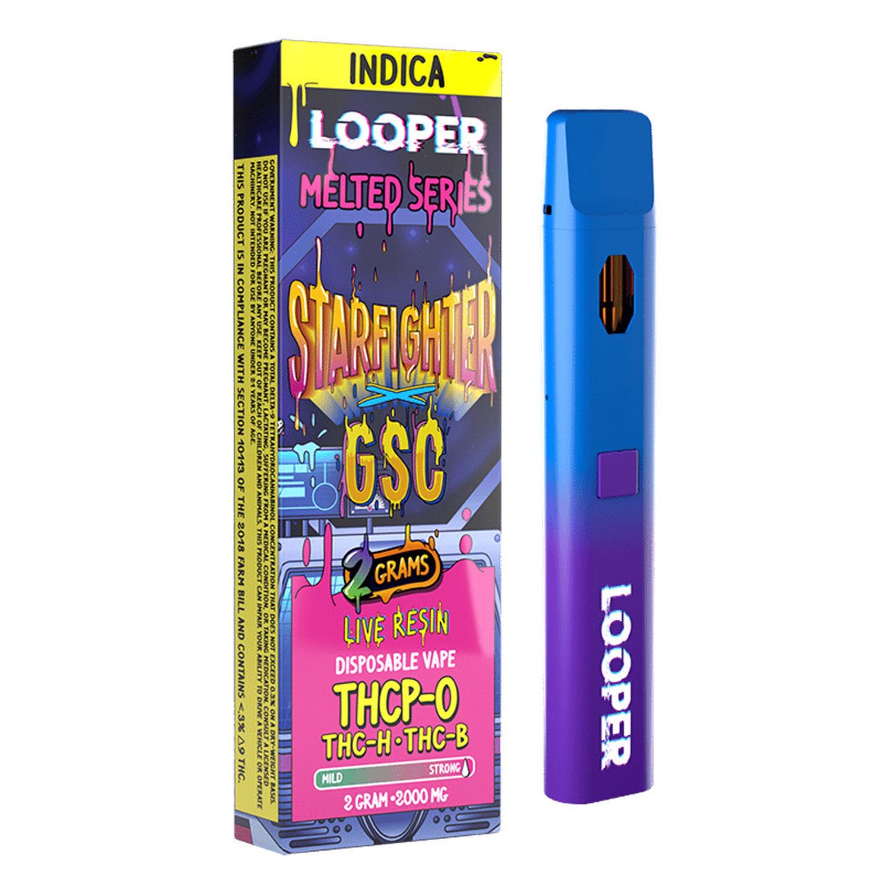 Looper Melted Live Resin Series Starfighter X GSC Indica Disposable Vape Pen 2G - Indakouch