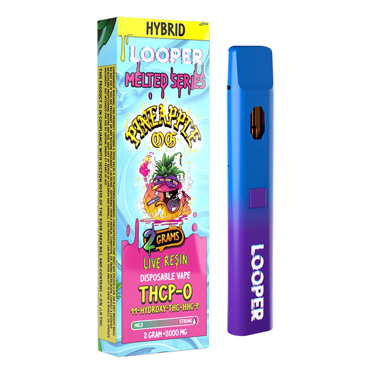 Looper Melted Series Live Resin Pineapple OG Hybrid Disposable Vape Device 2G - Indakouch