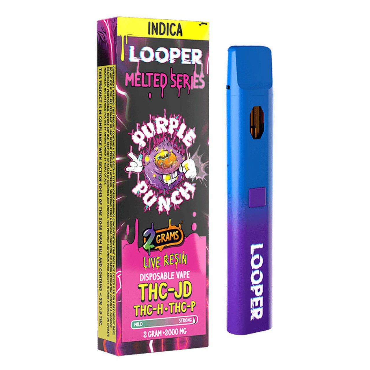 Looper Melted Series Live Resin Purple Punch Indica Disposable Vape Pen 2G - Indakouch