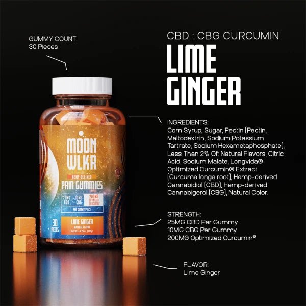 Moonwlkr - CBD : CBG Pain Relief Gummies — Lime Ginger - Indakouch