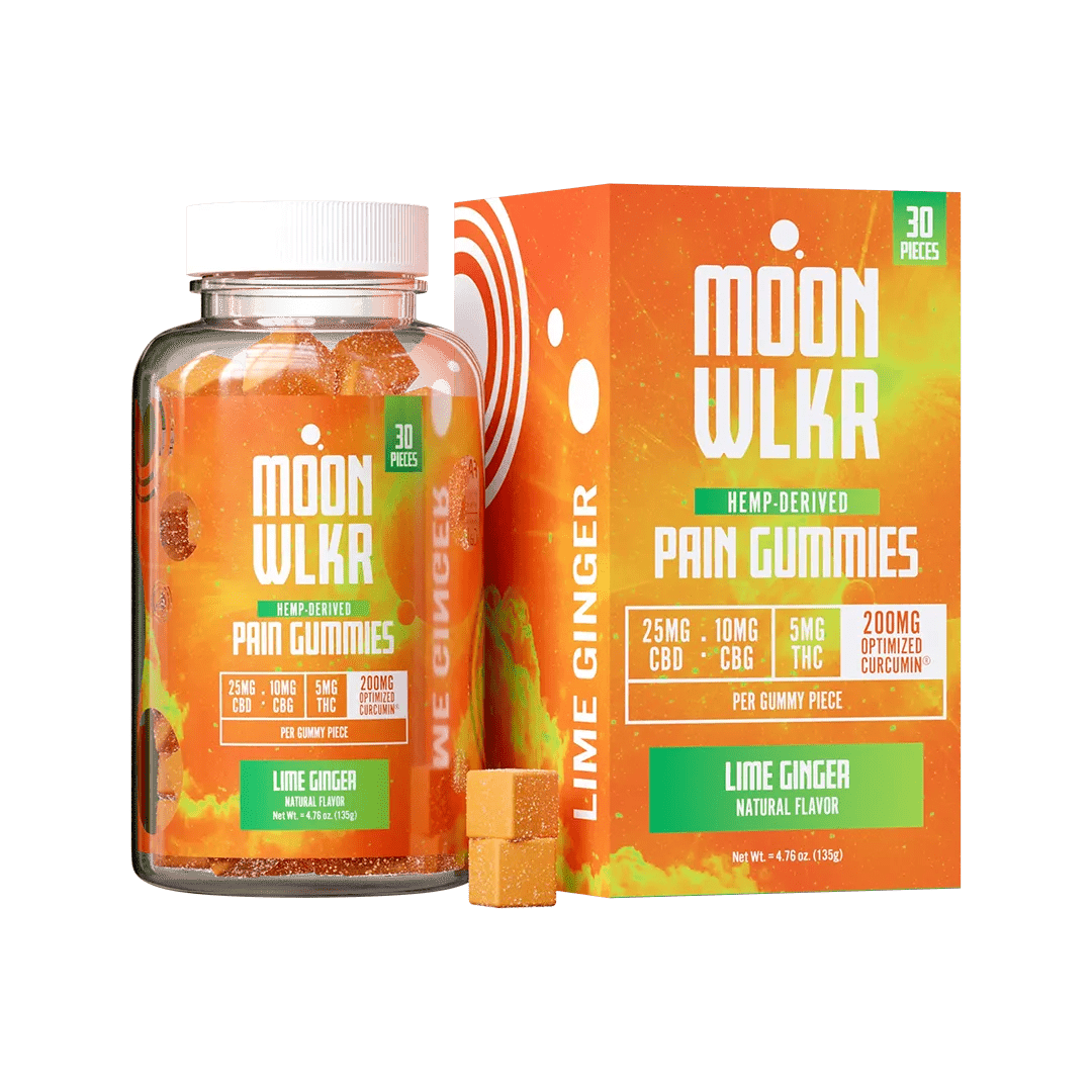 Moonwlkr - CBD : CBG : THC Pain Relief Gummies — Lime Ginger - Indakouch