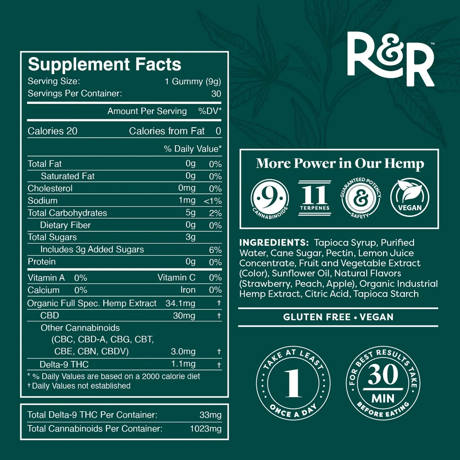 R & R CBD Gummies Full Spectrum 30ct 30mg Each - Indakouch