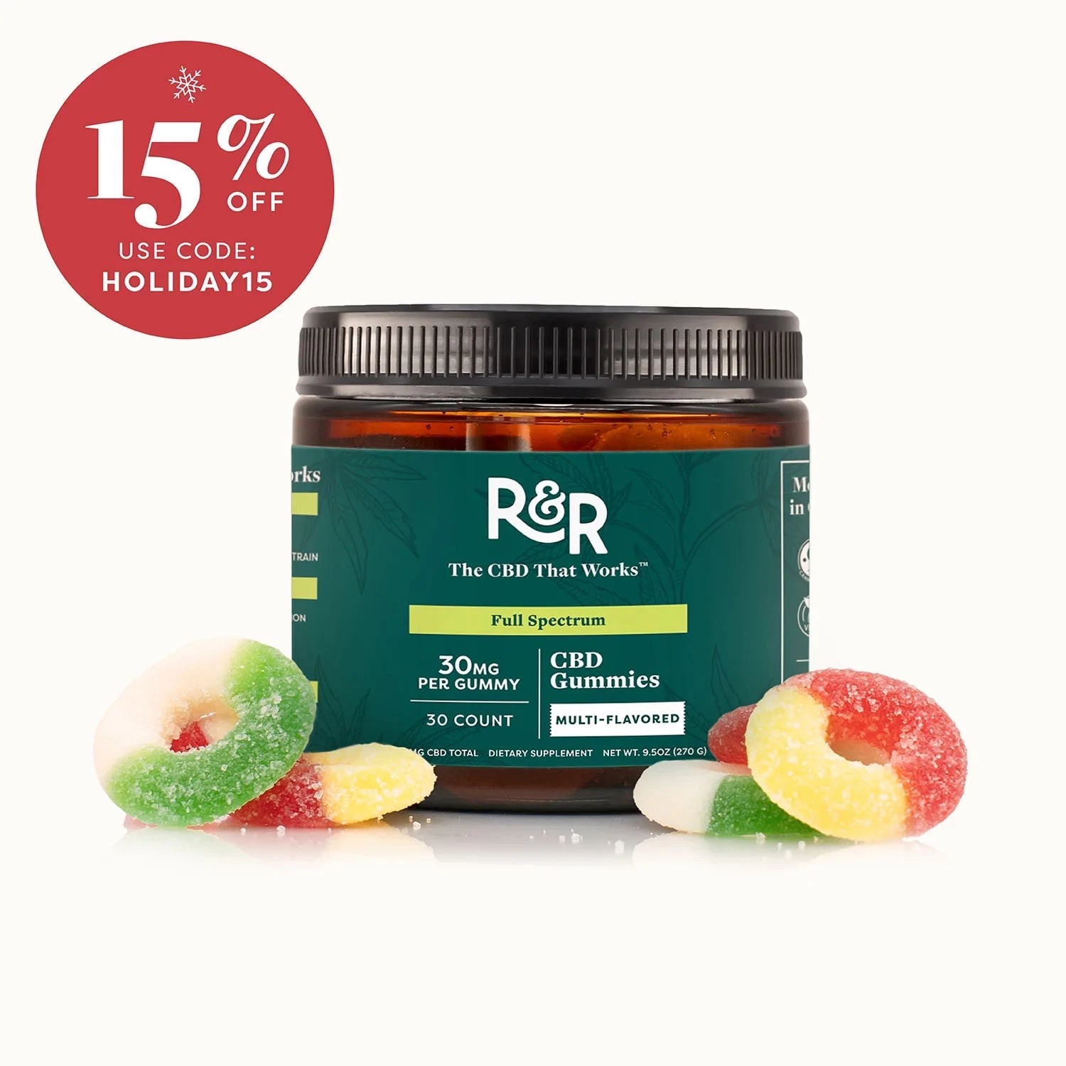 R & R CBD Gummies Full Spectrum 30ct 30mg Each - Indakouch