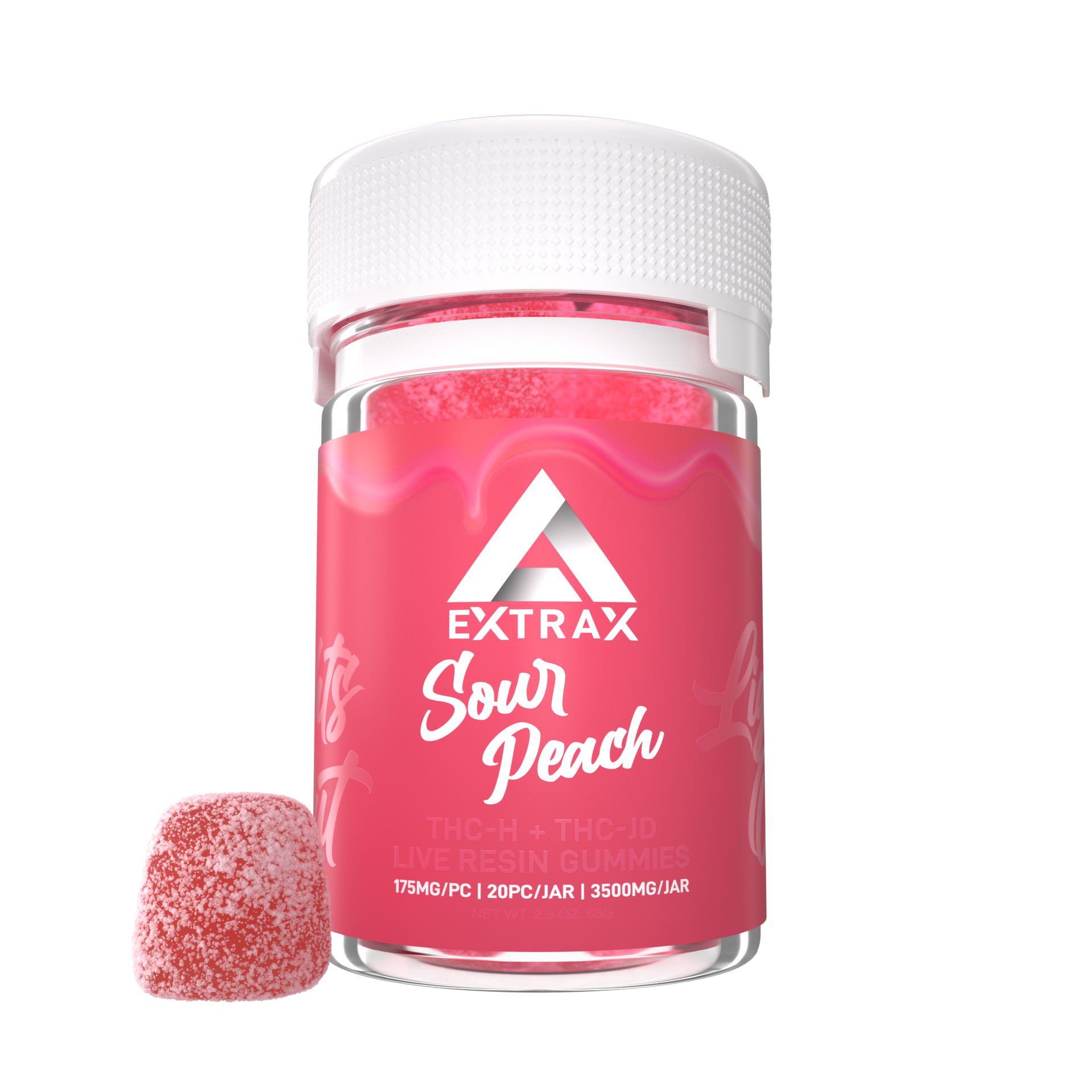 Delta Extrax Sour Peach THCh THCjd Gummies 3500mg - Indakouch