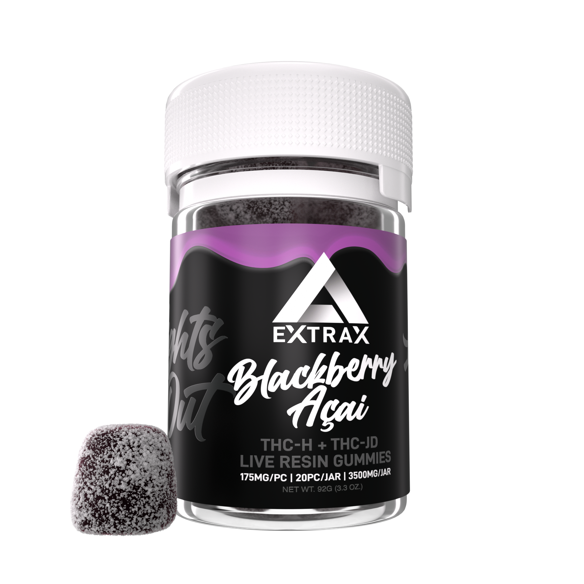 Delta Extrax Blackberry Acai THCh THCjd Gummies 3500mg - Indakouch