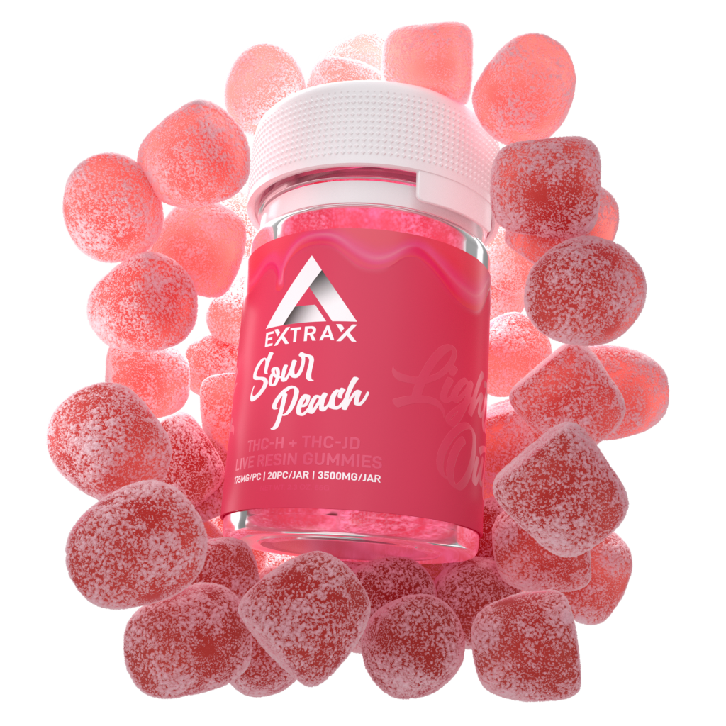 Delta Extrax Sour Peach THCh THCjd Gummies 3500mg - Indakouch