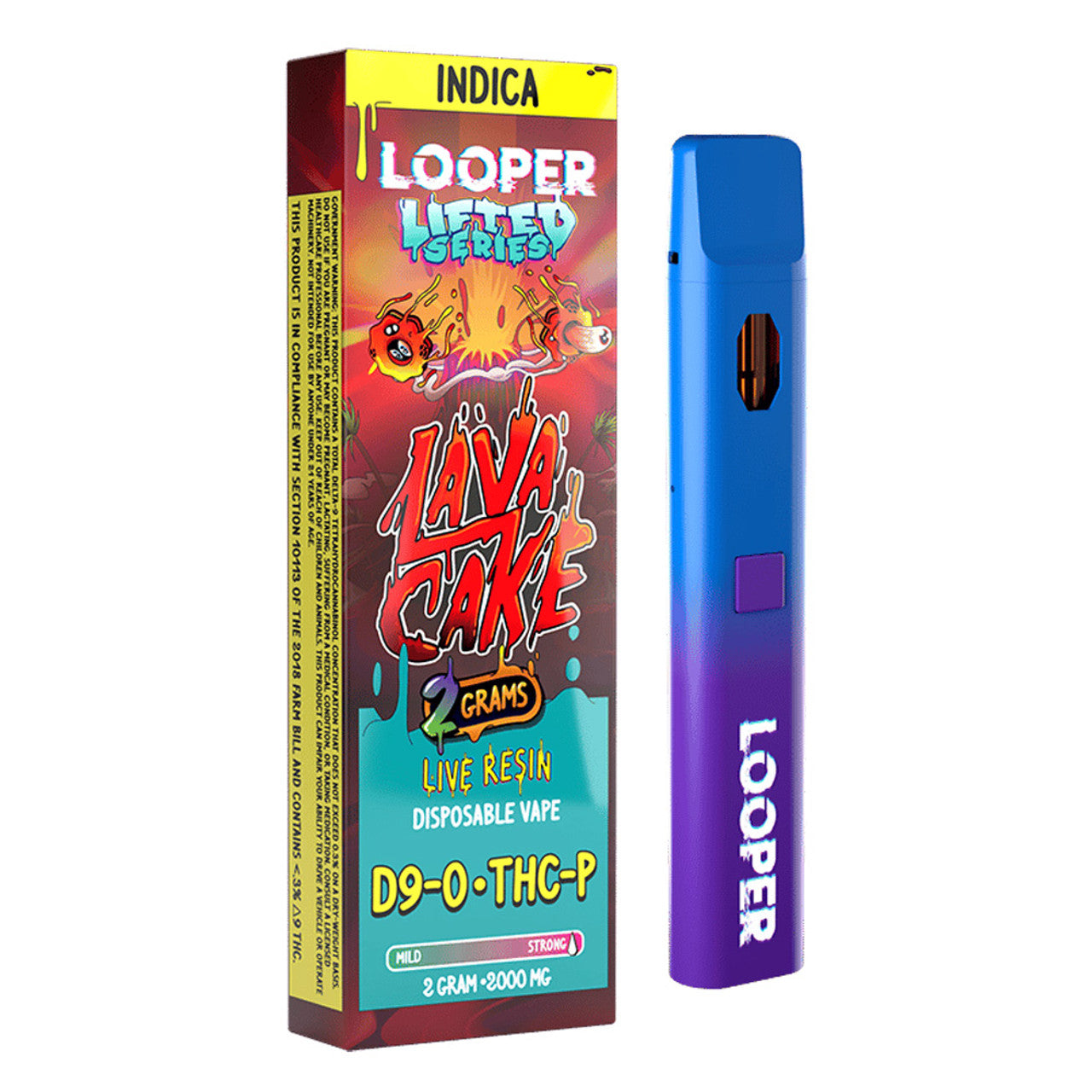 Looper Lifted Series Lava Cake Indica Live Resin Disposable Vape Pen 2G - Indakouch