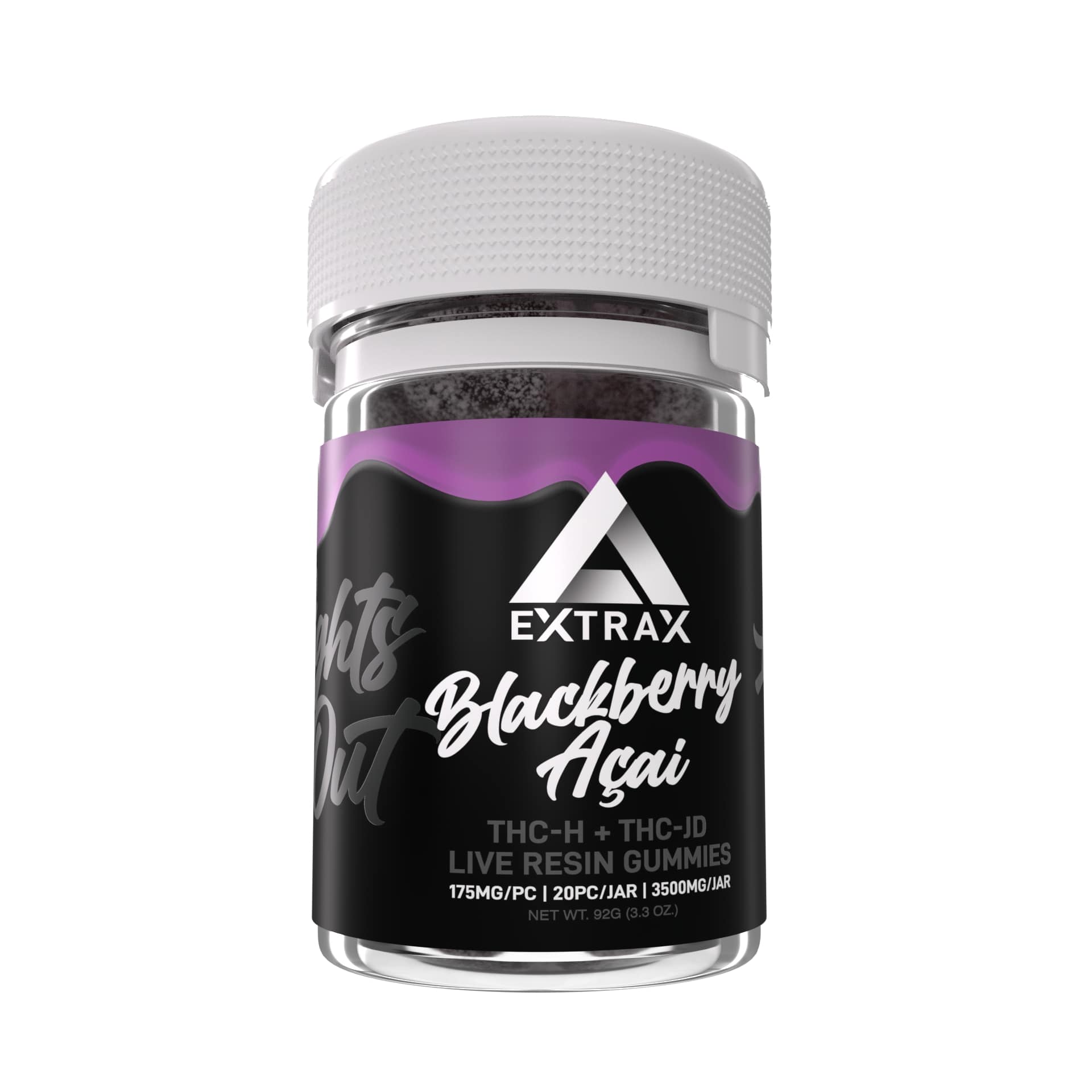 Delta Extrax Blackberry Acai THCh THCjd Gummies 3500mg - Indakouch