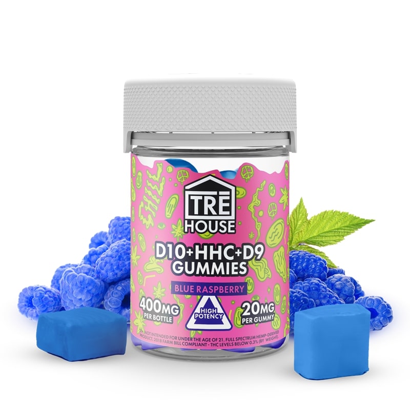 TRE House 400MG High Potency D10+HHC+D9 Infused Gummies - 20ct Jar - Indakouch